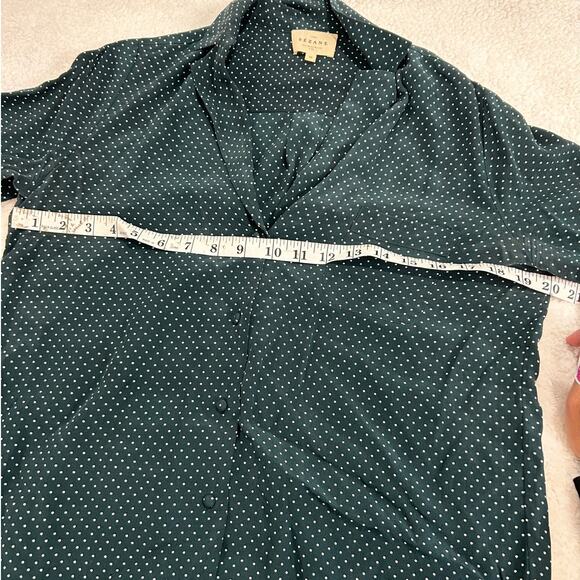 Sézane -Green Polka Dot Florence 100% Silk Button Shirt Dotty Blouse - Picture 5 of 6